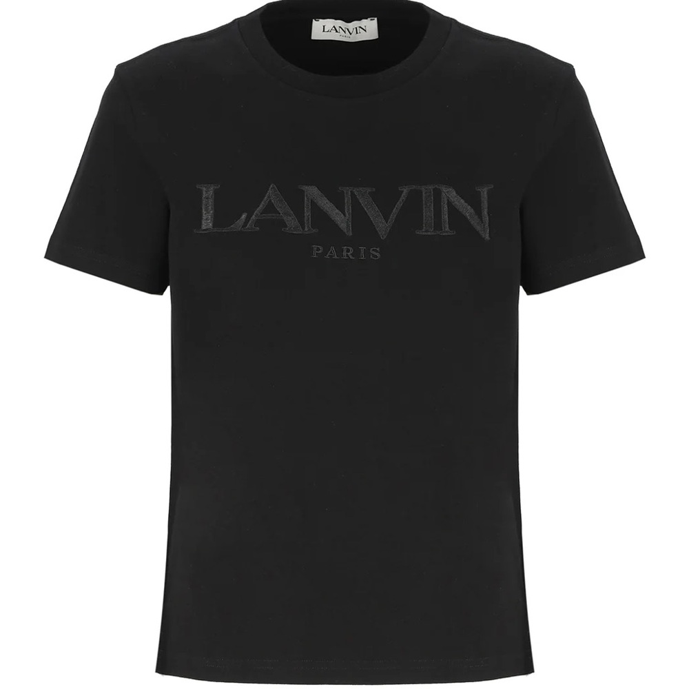 Lanvin Logo Embroidered Classic Fit T-Shirt, New w/Tags, Black, Woman’s …